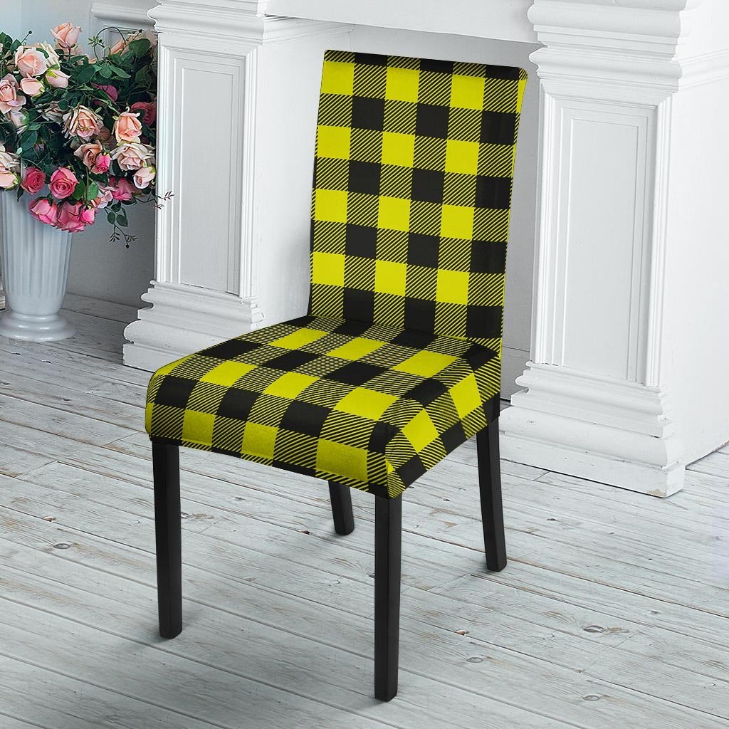 Yellow Plaid Chair Cover-grizzshop