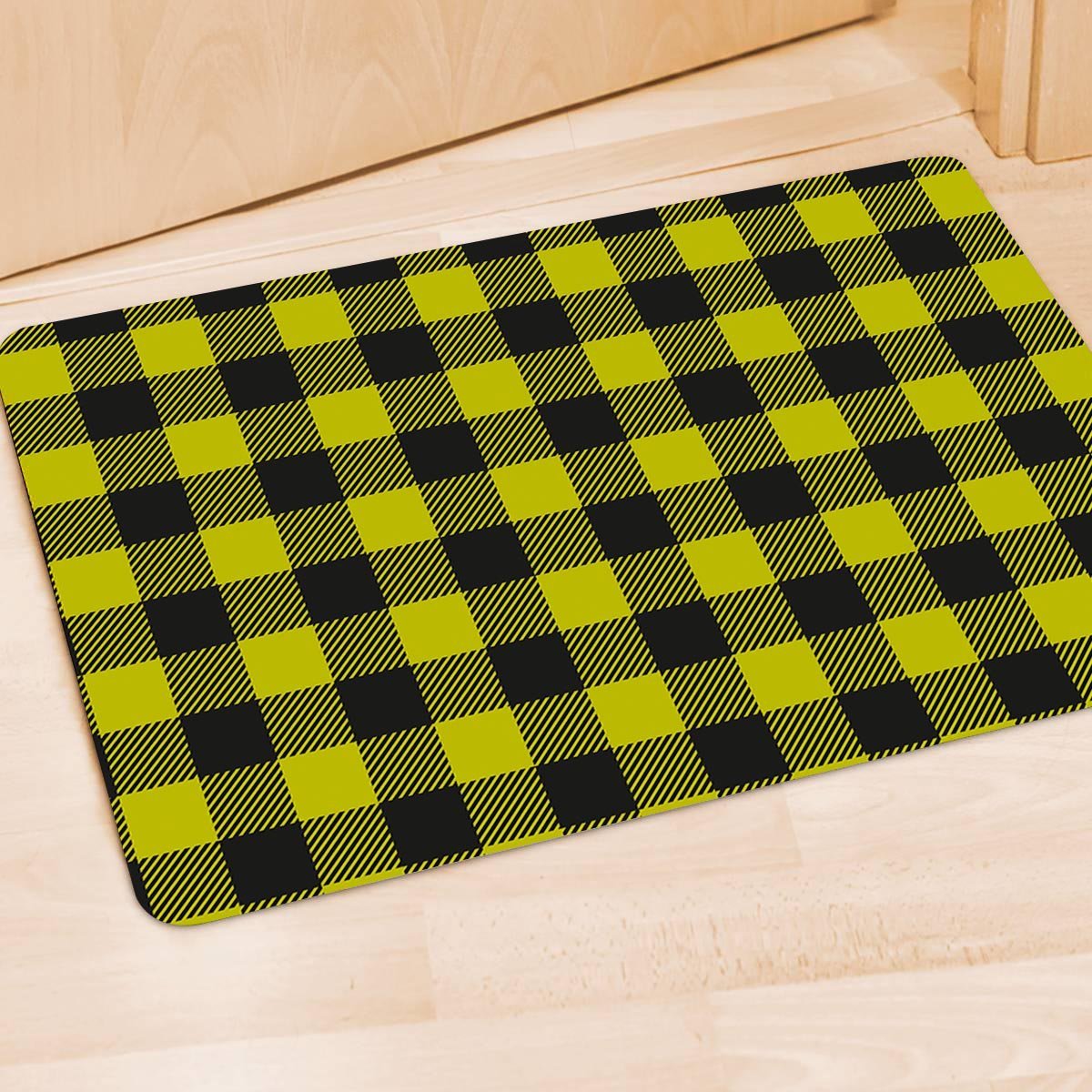 Yellow Plaid Door Mat-grizzshop