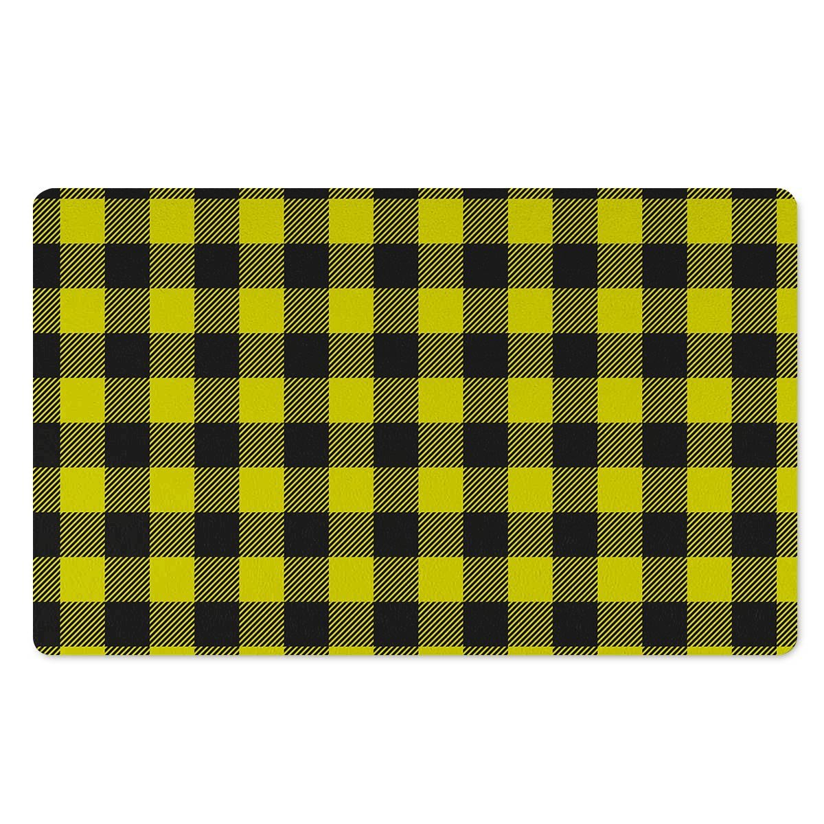 Yellow Plaid Door Mat-grizzshop