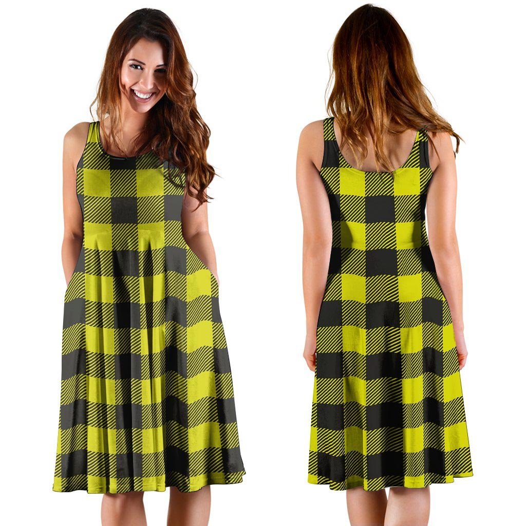 Yellow Plaid Dress-grizzshop