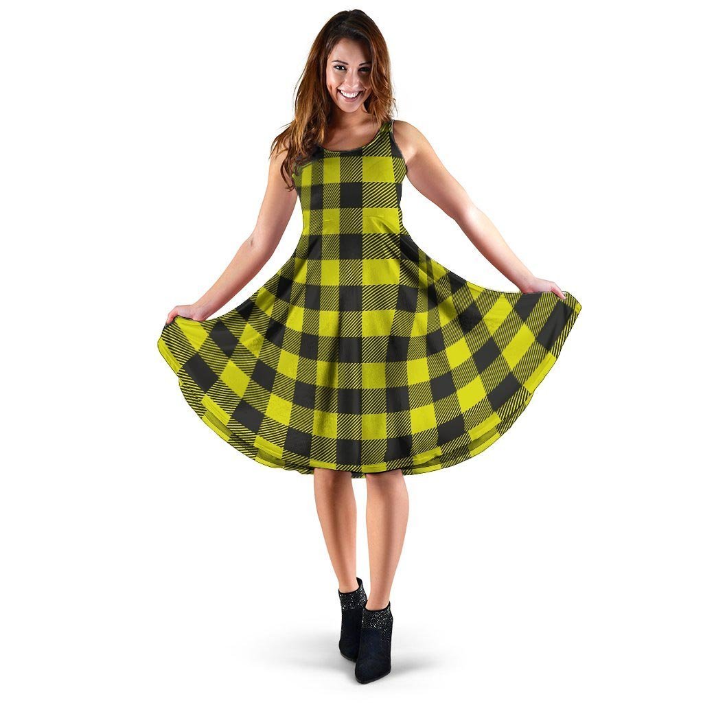 Yellow Plaid Dress-grizzshop