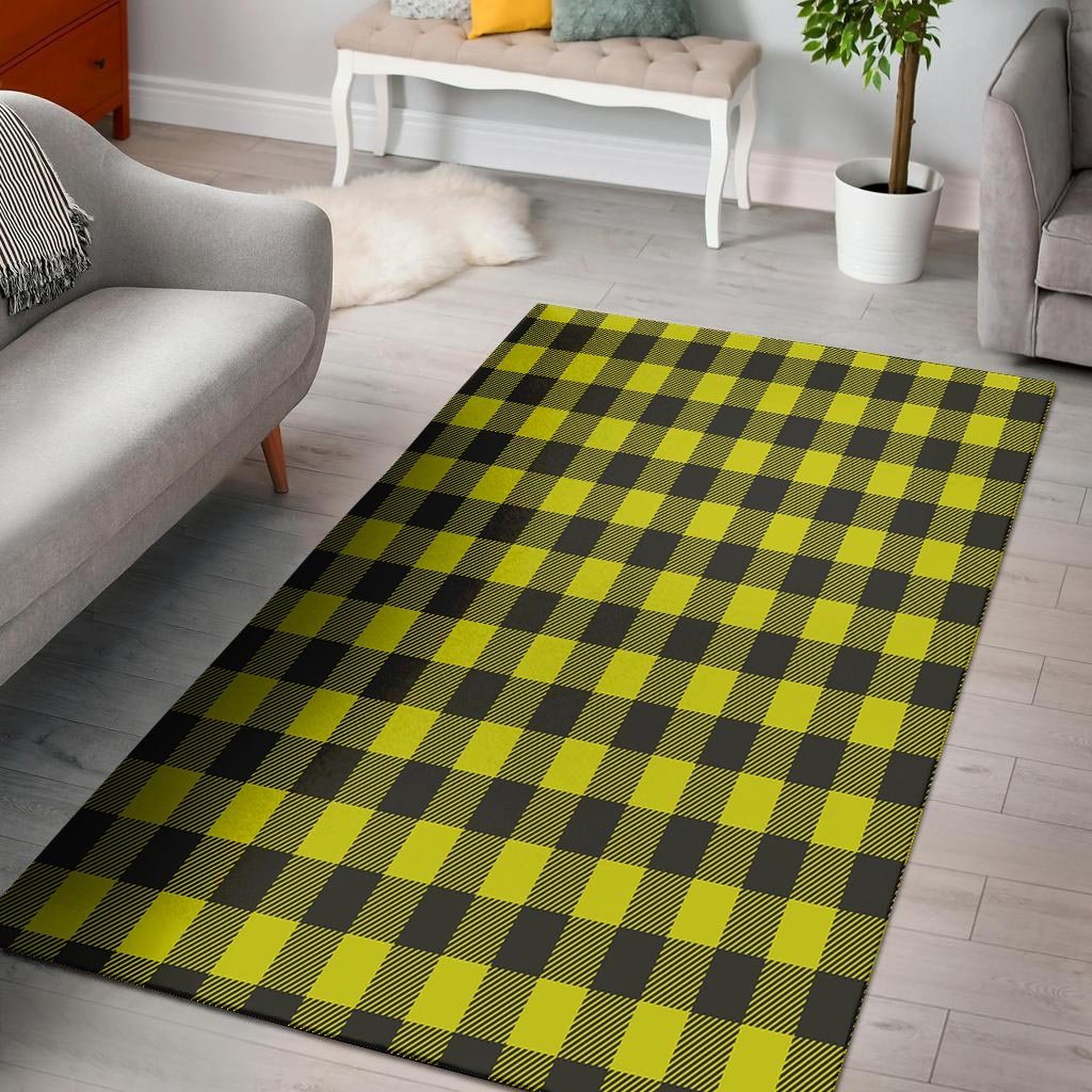 Yellow Plaid Floor Mat-grizzshop