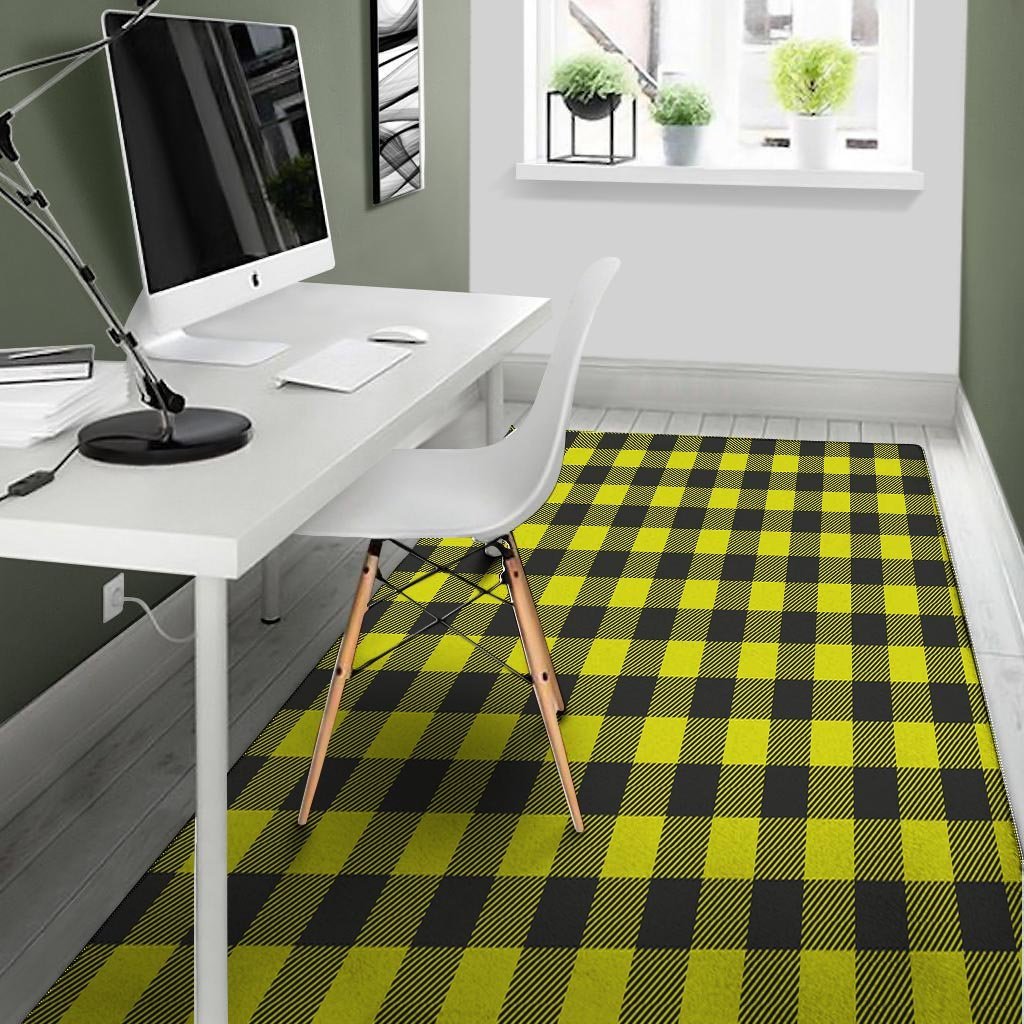 Yellow Plaid Floor Mat-grizzshop