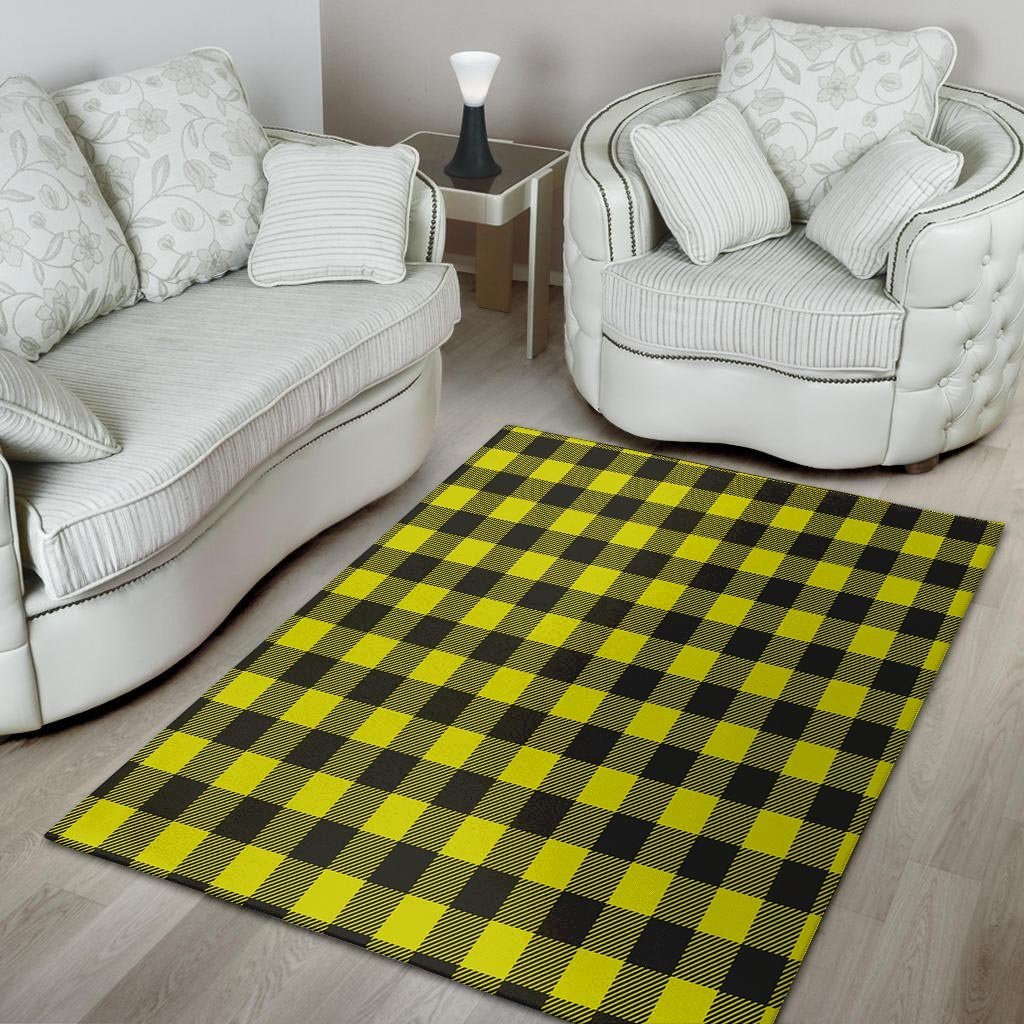 Yellow Plaid Floor Mat-grizzshop