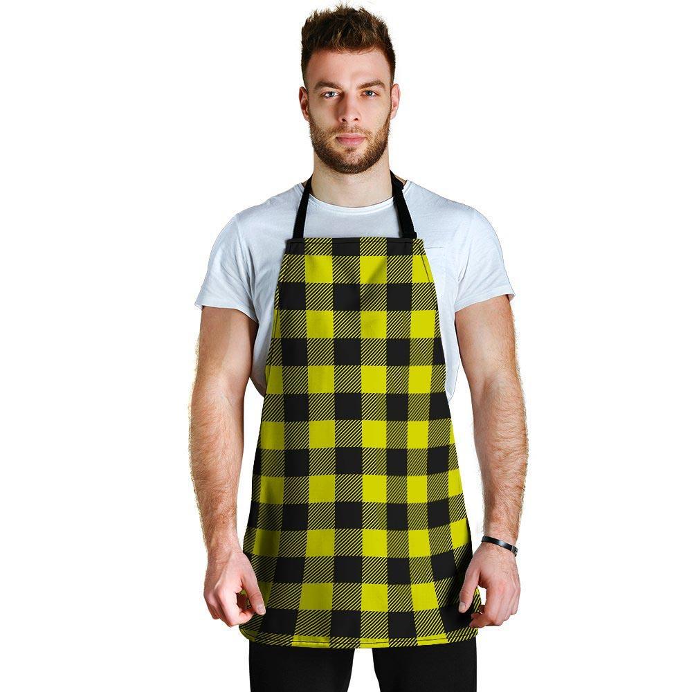 Yellow Plaid Men's Apron-grizzshop