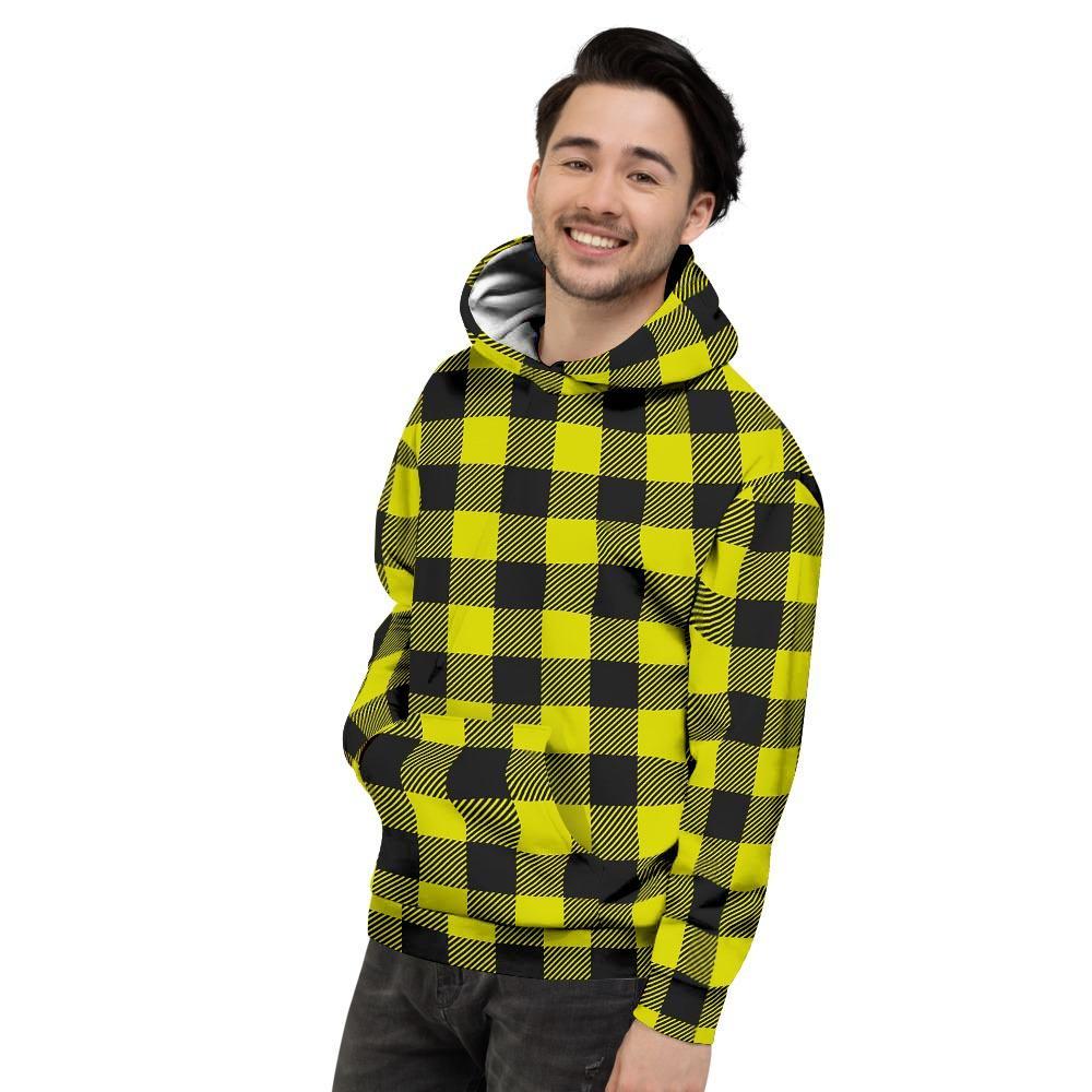 Yellow Plaid Men's Hoodie-grizzshop