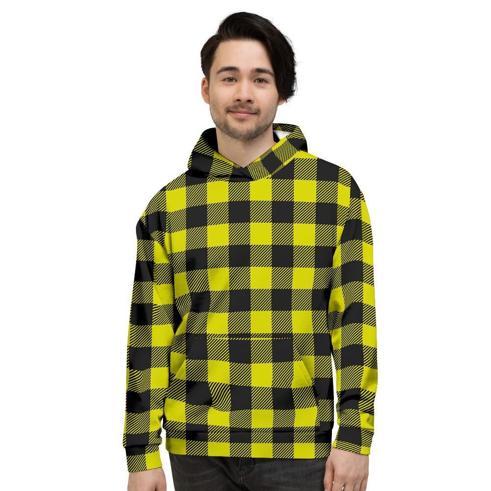 Yellow Plaid Men's Hoodie-grizzshop