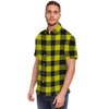 Yellow Plaid Men's Short Sleeve Shirt-grizzshop