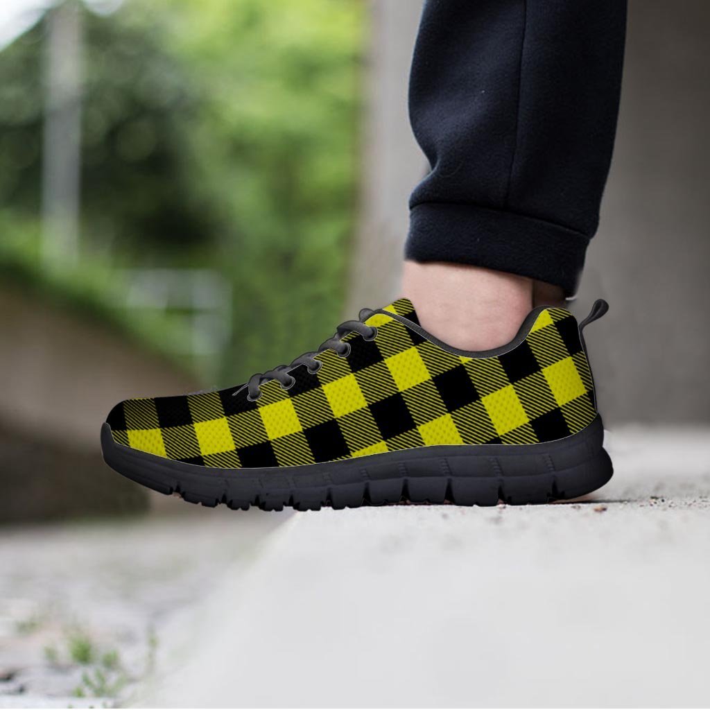 Yellow Plaid Men's Sneakers-grizzshop