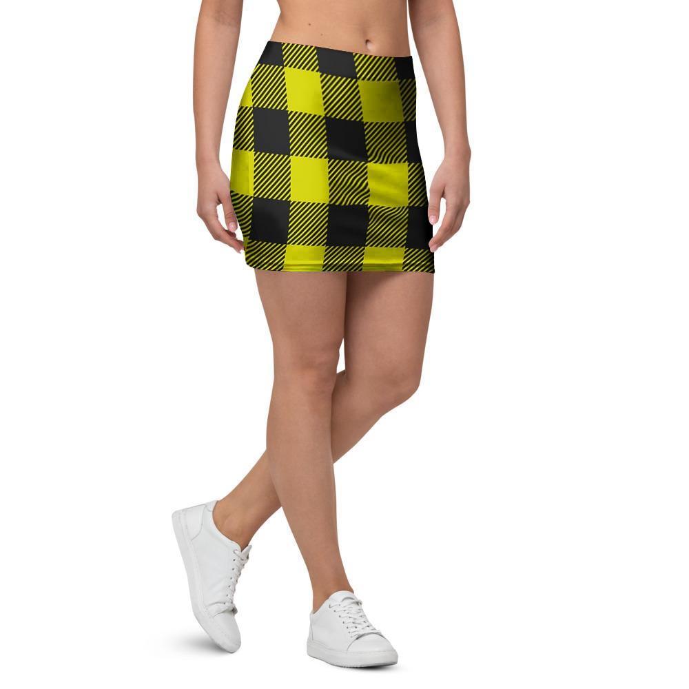 Yellow Plaid Mini Skirt-grizzshop