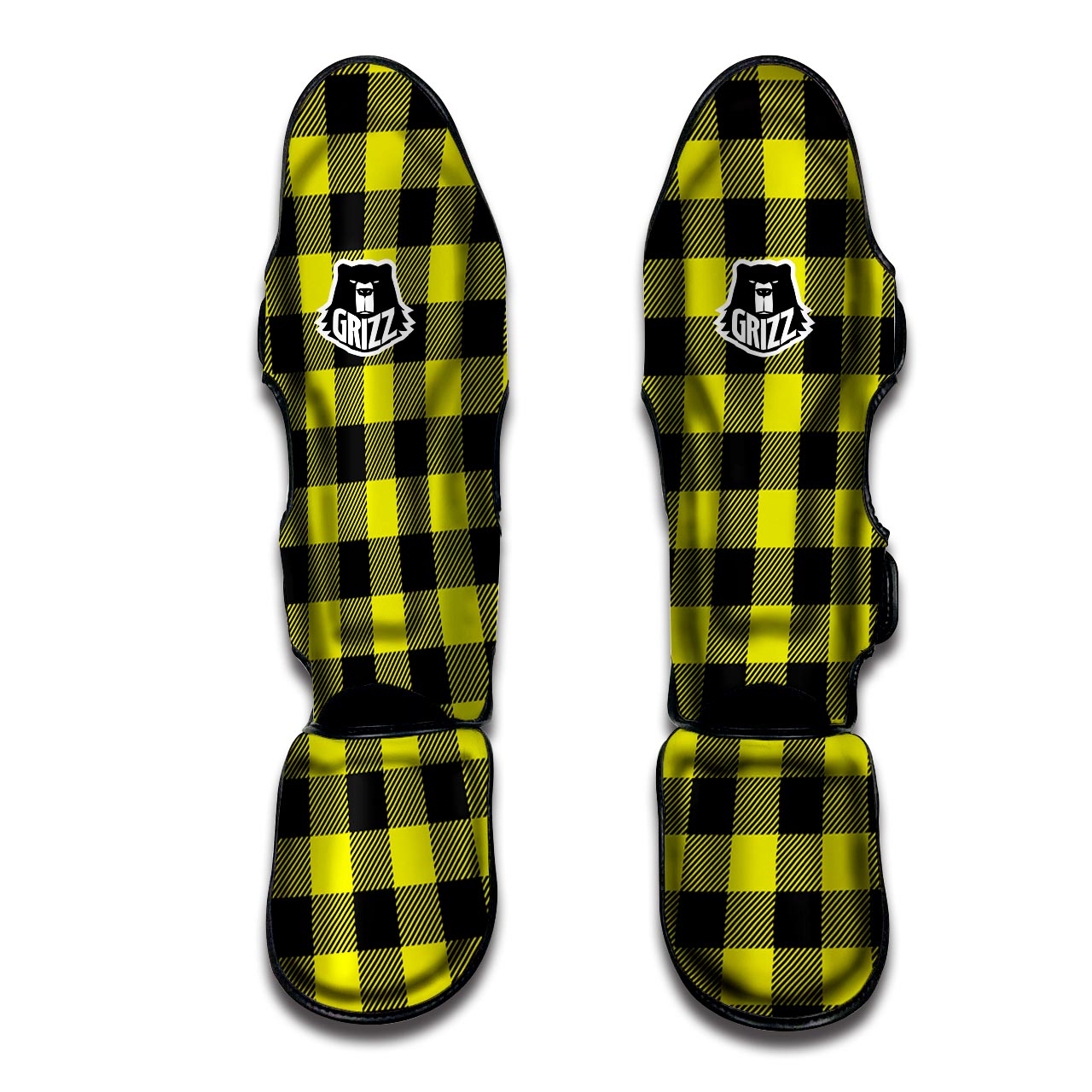 Yellow Plaid Muay Thai Shin Guard-grizzshop