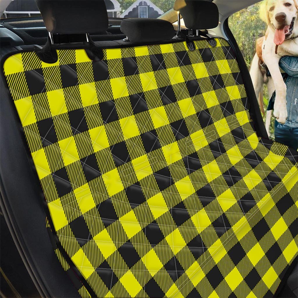 Yellow Plaid Pet Car Seat Cover-grizzshop