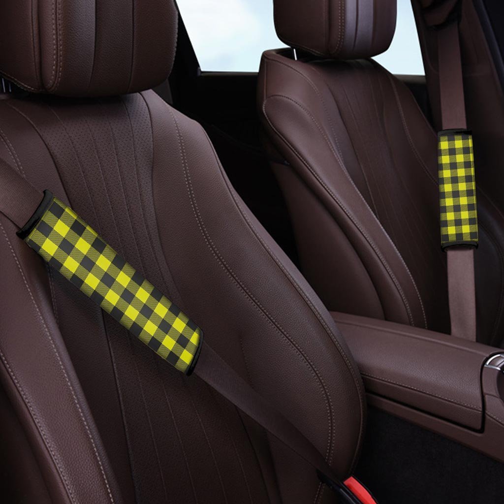 Yellow Plaid Seat Belt Cover-grizzshop