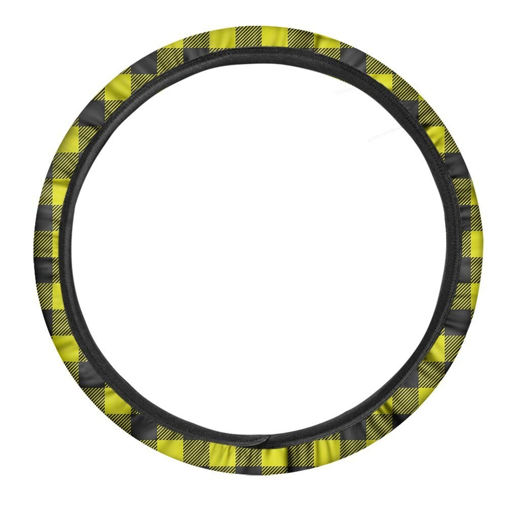 Yellow Plaid Steering Wheel Cover-grizzshop