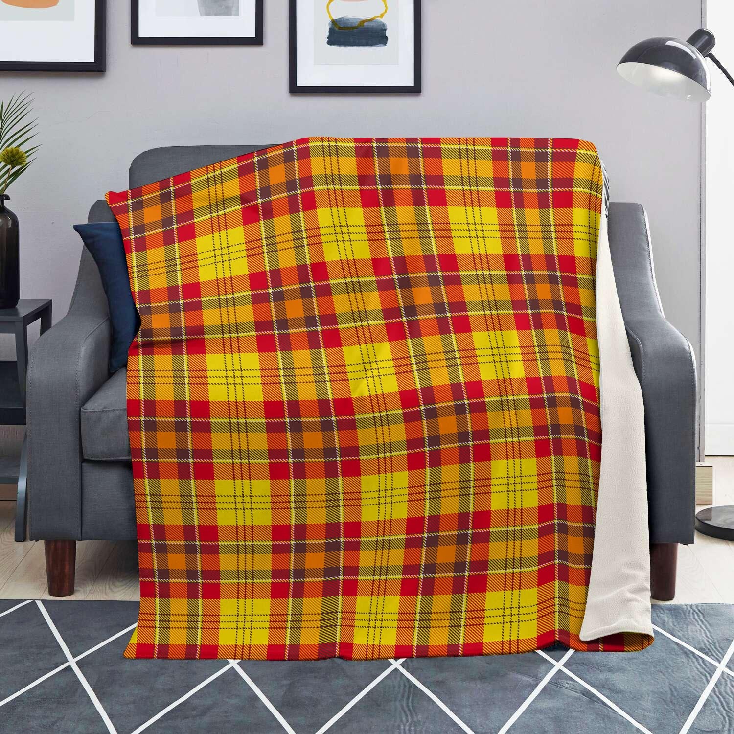 Yellow Plaid Tartan Blanket-grizzshop