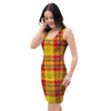 Yellow Plaid Tartan Bodycon Dress-grizzshop