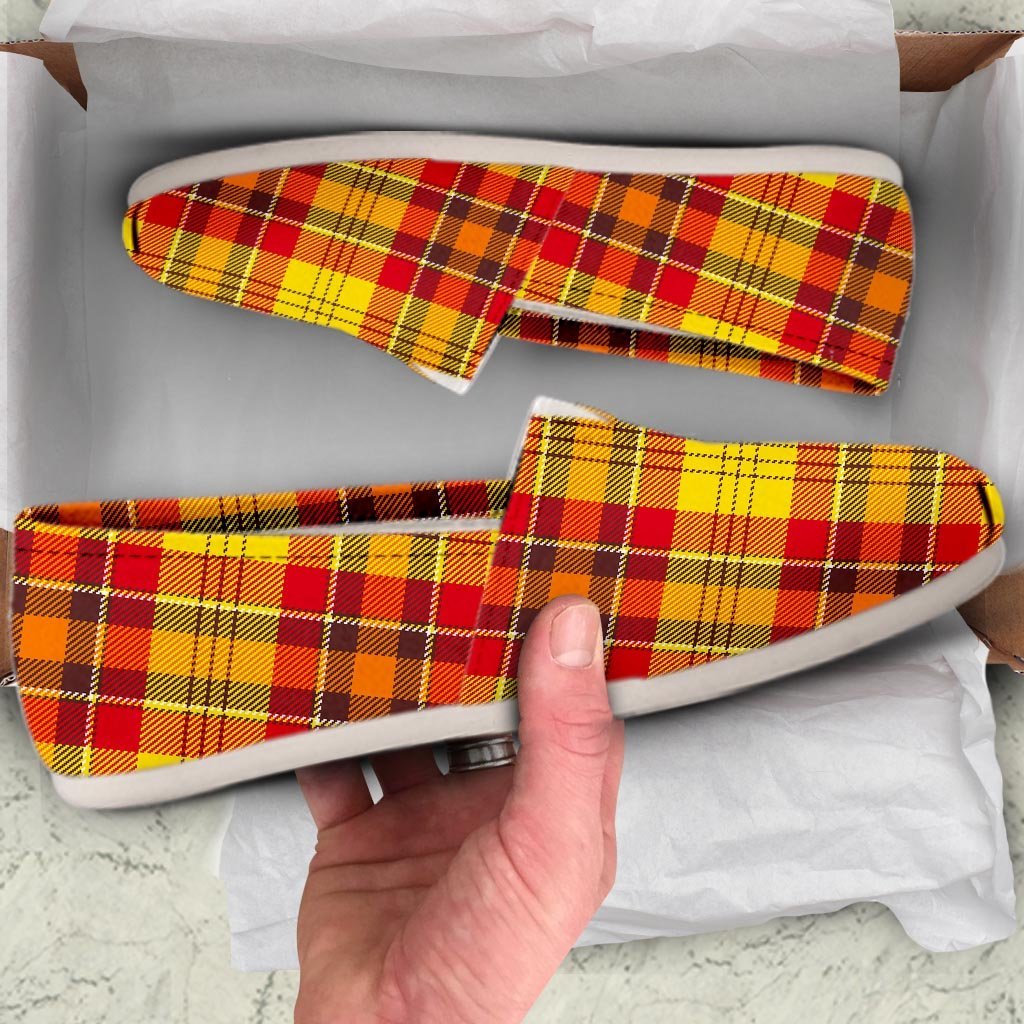 Yellow Plaid Tartan Canvas Shoes-grizzshop