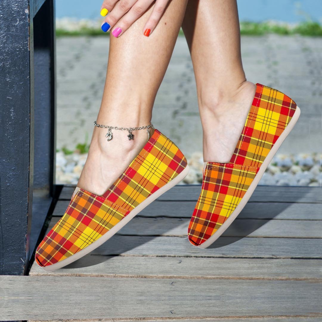 Yellow Plaid Tartan Canvas Shoes-grizzshop