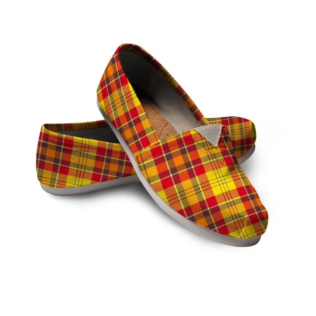 Yellow Plaid Tartan Canvas Shoes-grizzshop