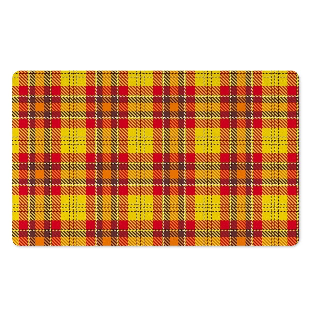 Yellow Plaid Tartan Door Mat-grizzshop
