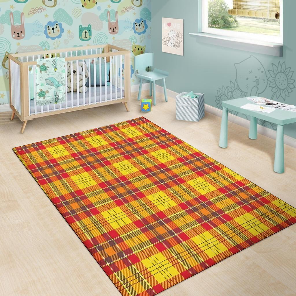 Yellow Plaid Tartan Floor Mat-grizzshop