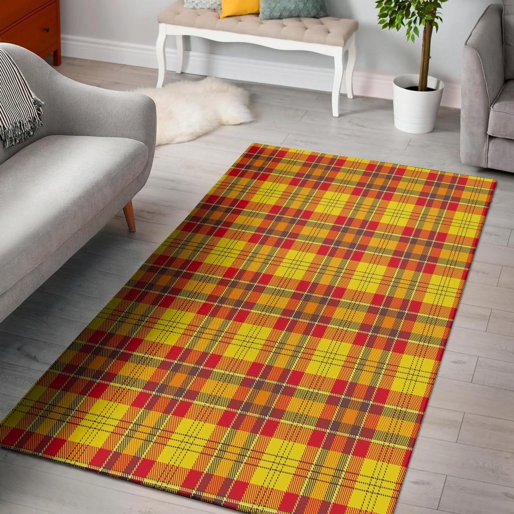 Yellow Plaid Tartan Floor Mat-grizzshop