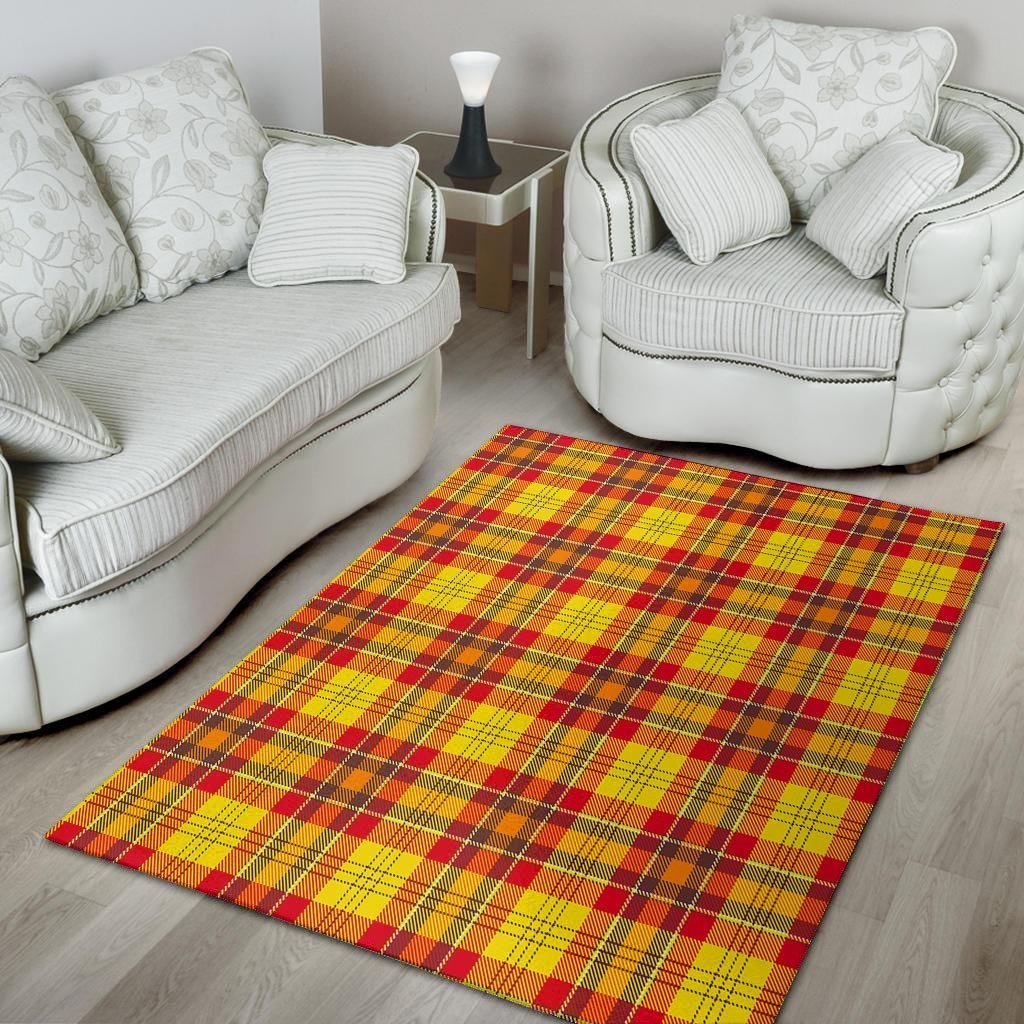 Yellow Plaid Tartan Floor Mat-grizzshop