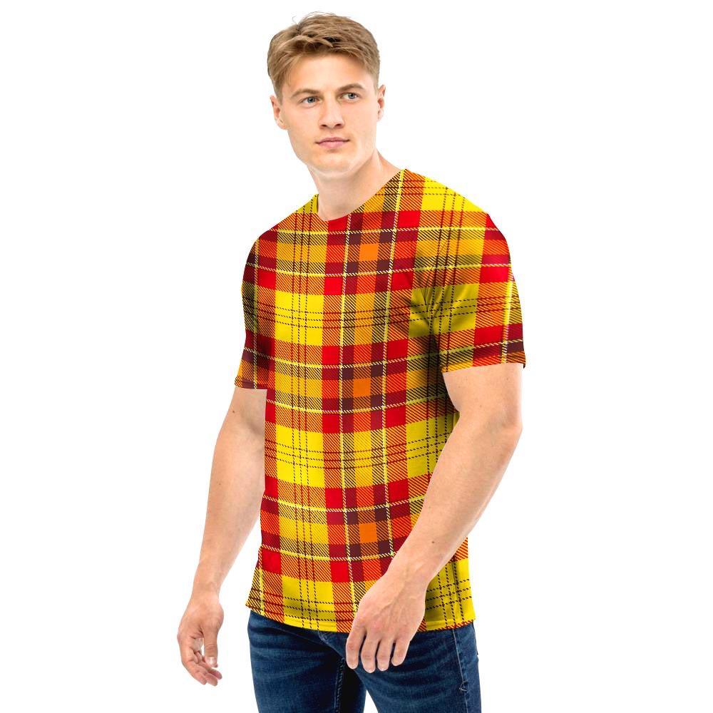 Yellow Plaid Tartan Men T Shirt-grizzshop