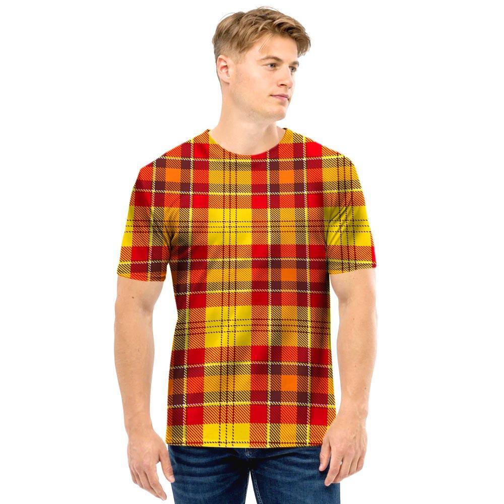 Yellow Plaid Tartan Men T Shirt-grizzshop