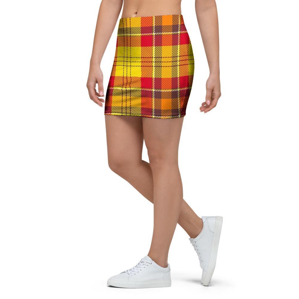 Yellow Plaid Tartan Mini Skirt-grizzshop