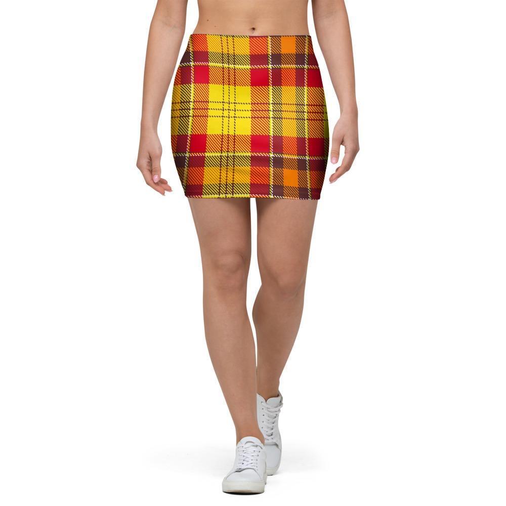 Yellow Plaid Tartan Mini Skirt-grizzshop