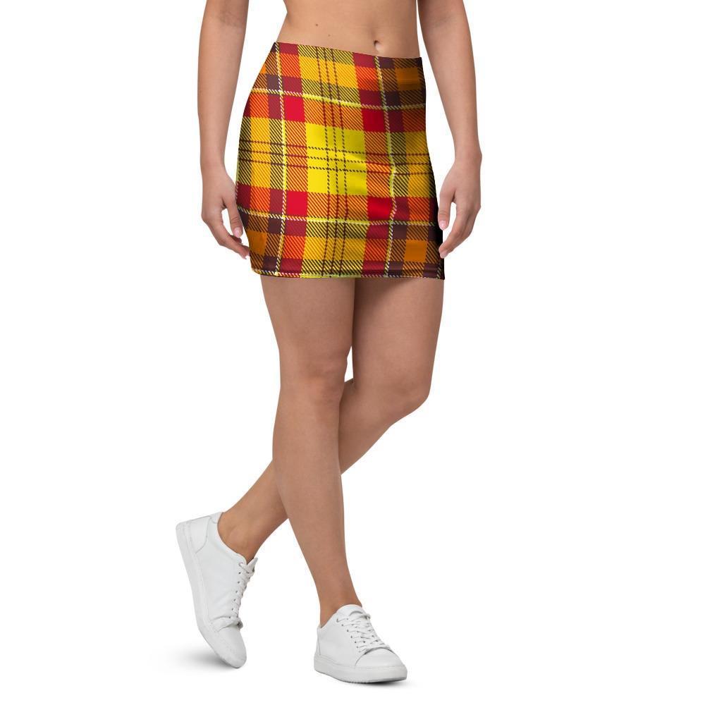 Yellow Plaid Tartan Mini Skirt-grizzshop