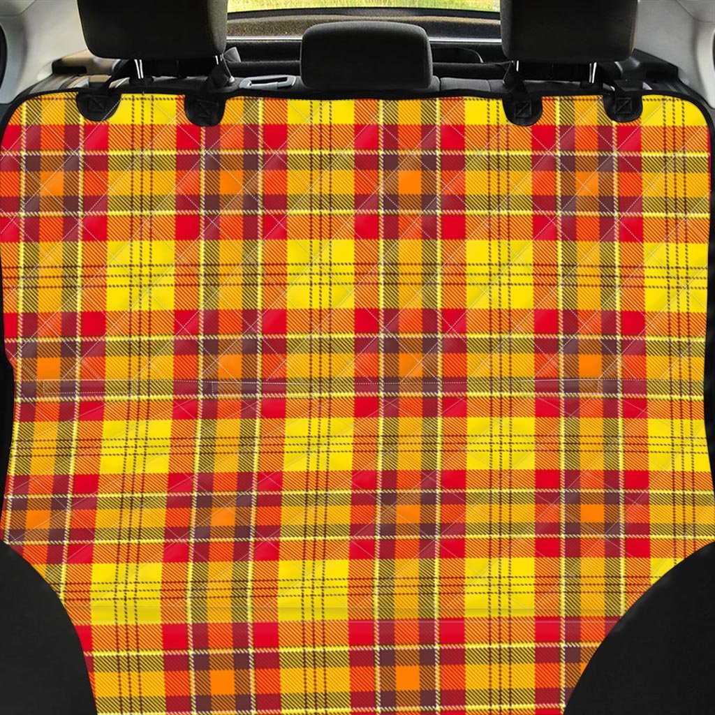 Yellow Plaid Tartan Pet Car Seat Cover-grizzshop
