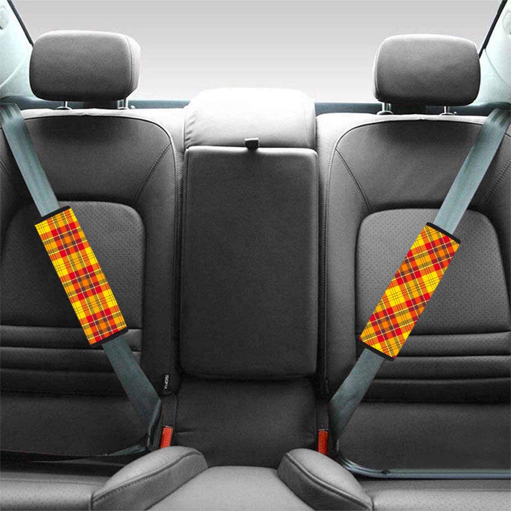 Yellow Plaid Tartan Seat Belt Cover-grizzshop