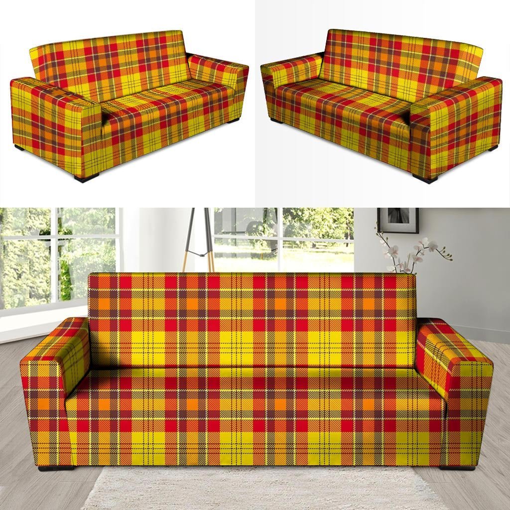 Yellow Plaid Tartan Sofa Cover-grizzshop