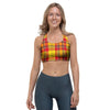 Yellow Plaid Tartan Sports Bra-grizzshop