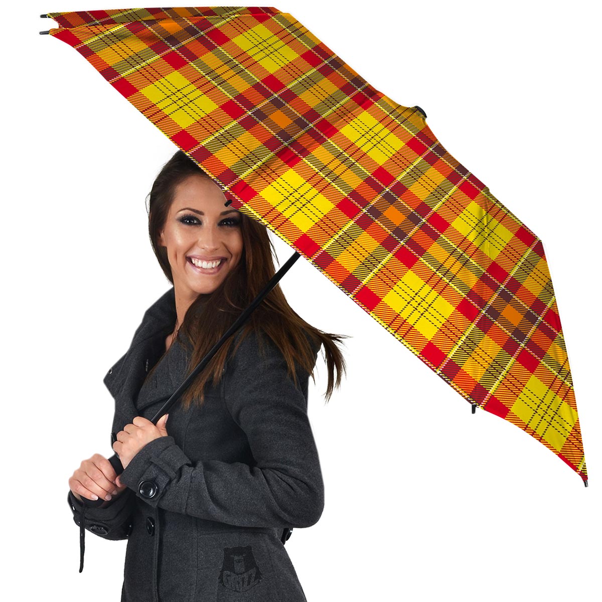 Yellow Plaid Tartan Umbrella-grizzshop