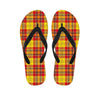 Yellow Plaid Tartan Women's Flip Flops-grizzshop