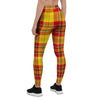 Yellow Plaid Tartan Women's Leggings-grizzshop