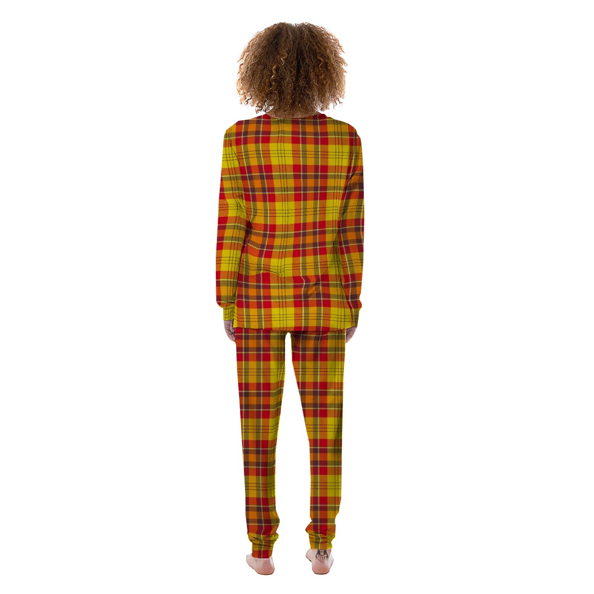 Yellow Plaid Tartan Women's Pajamas-grizzshop