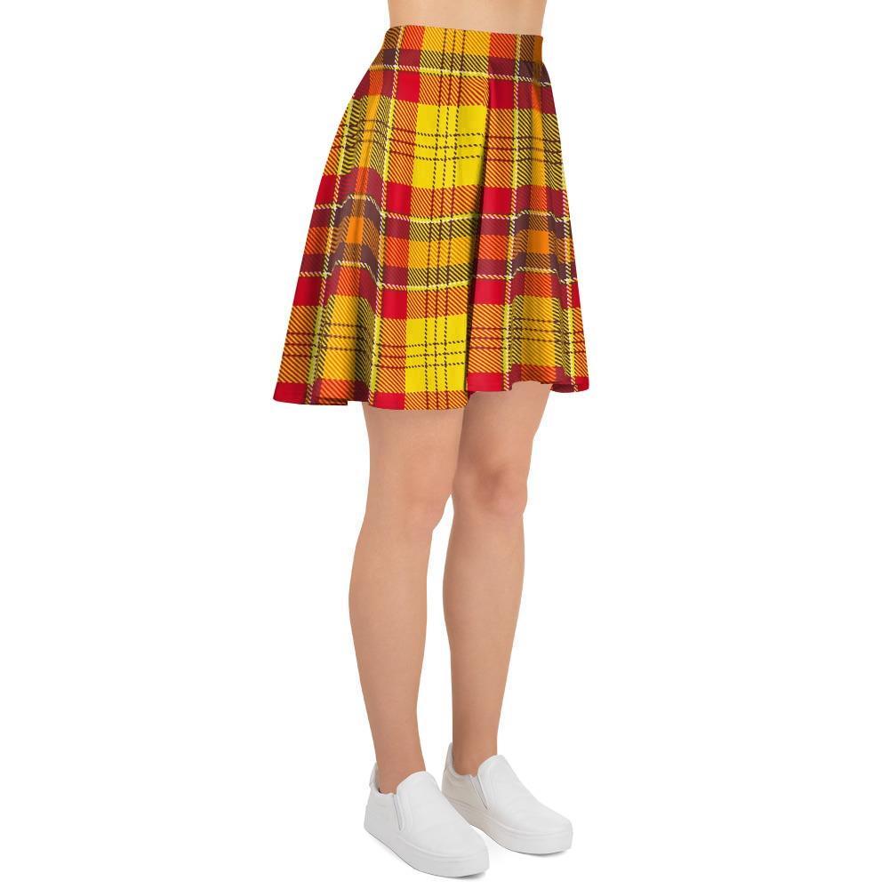 Yellow Plaid Tartan Women's Skirt-grizzshop