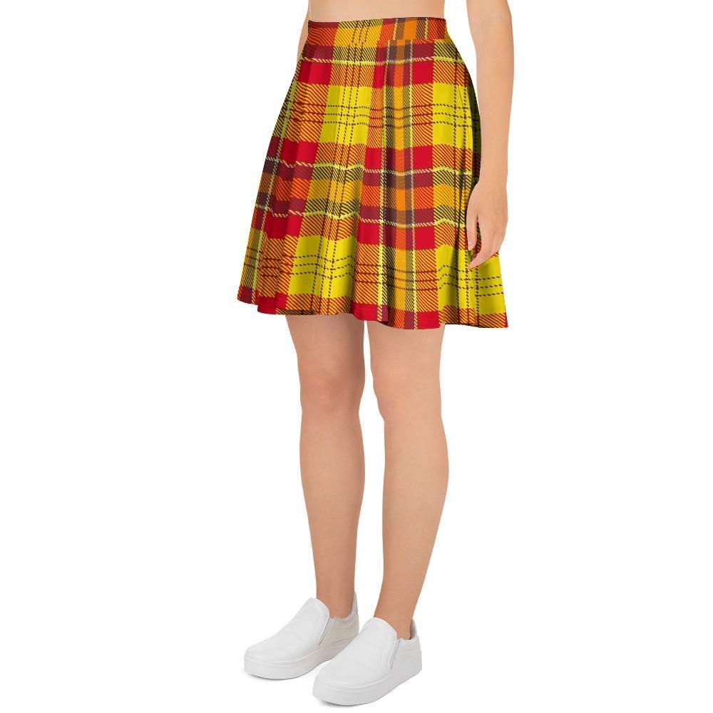 Yellow Plaid Tartan Women's Skirt-grizzshop