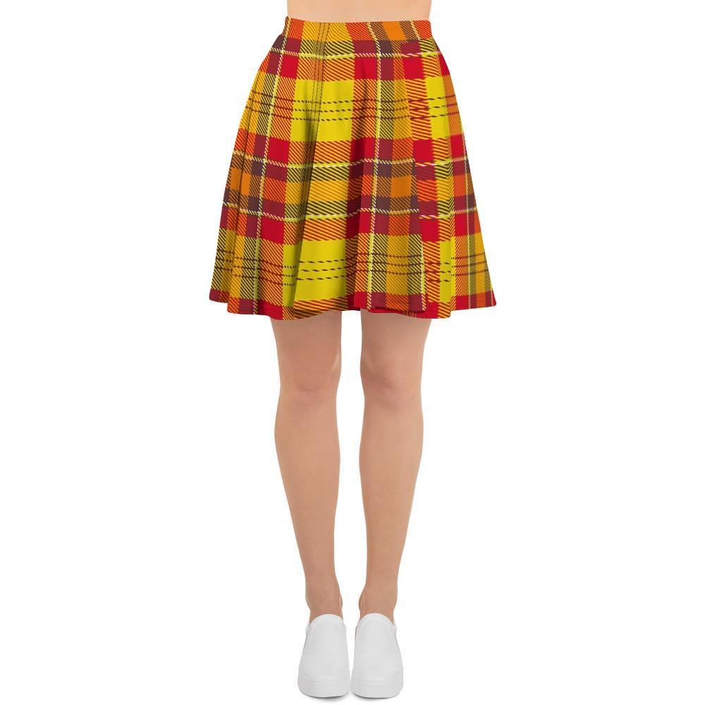 Yellow Plaid Tartan Women's Skirt-grizzshop