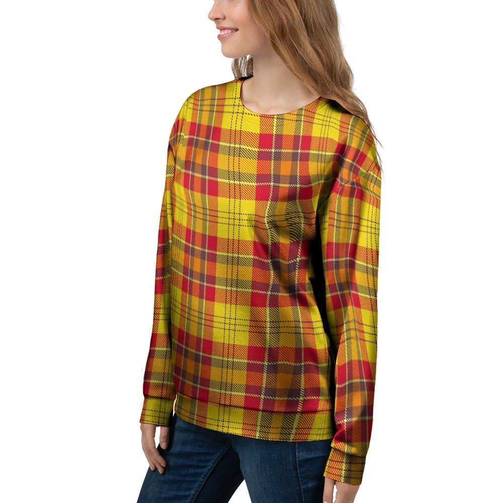 Yellow Plaid Tartan Women's Sweatshirt-grizzshop