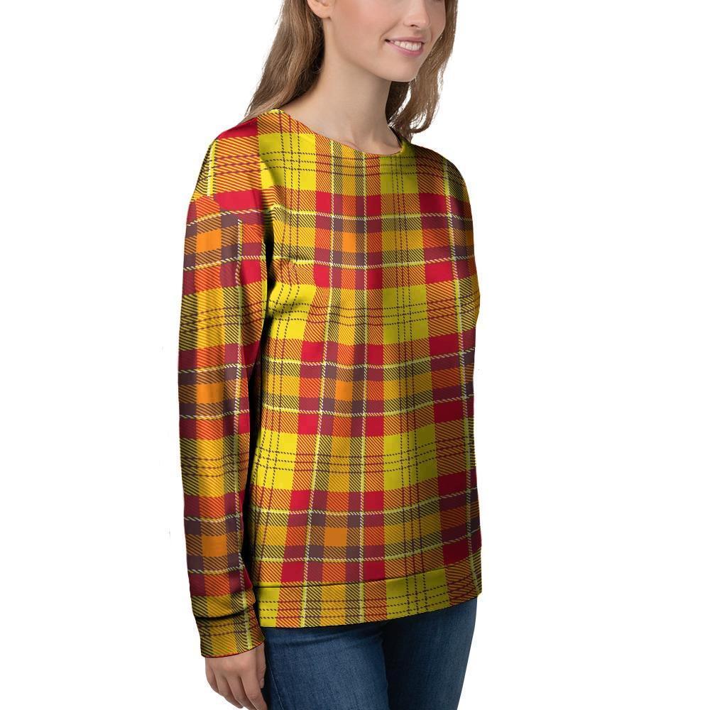 Yellow Plaid Tartan Women's Sweatshirt-grizzshop