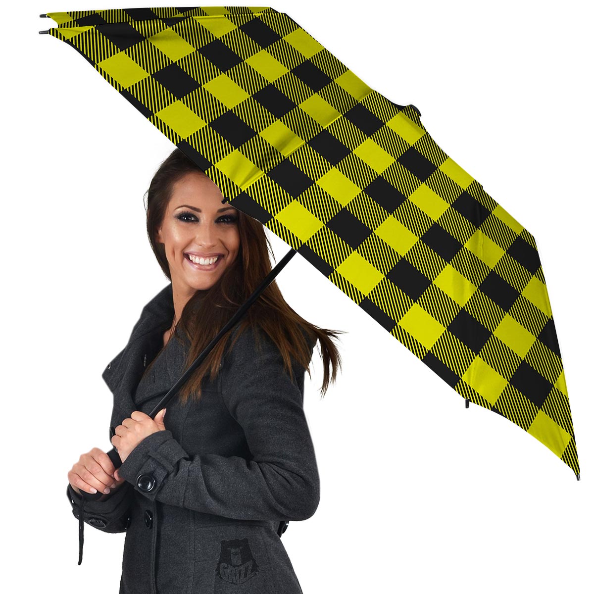 Yellow Plaid Umbrella-grizzshop