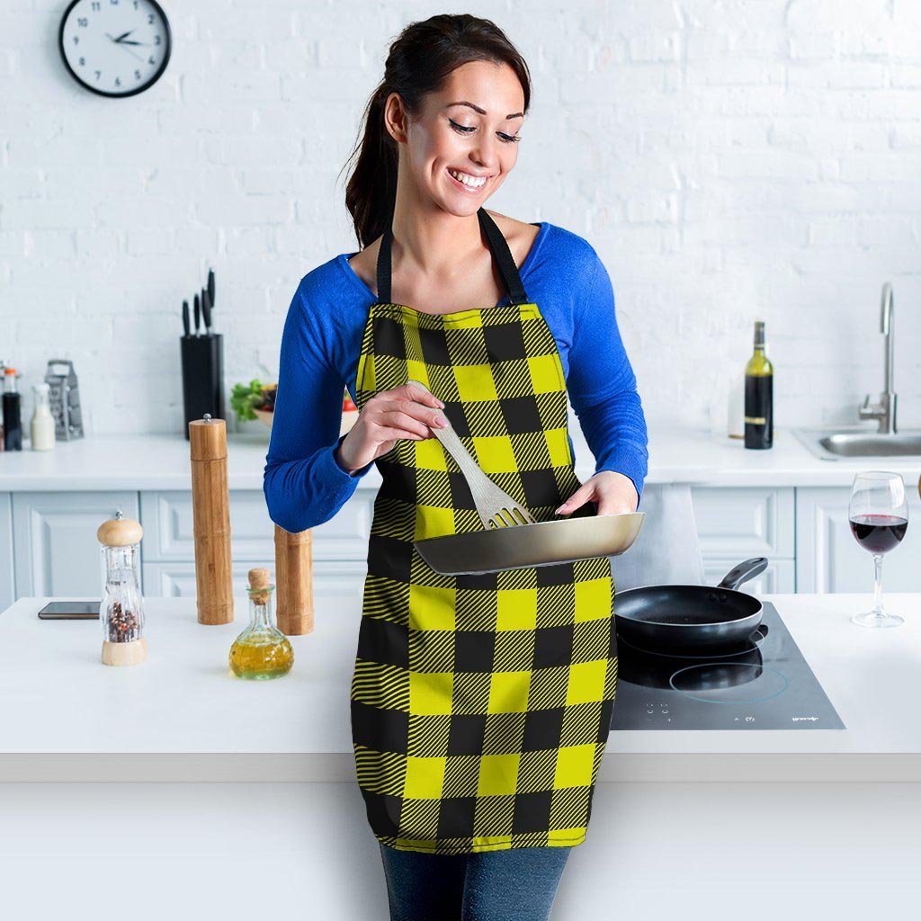 Yellow Plaid Women's Apron-grizzshop