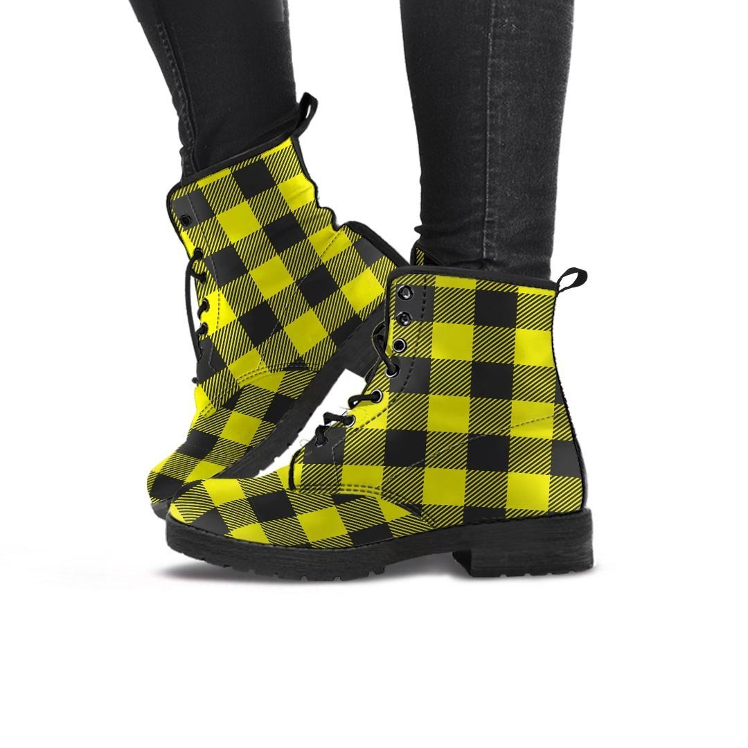 Yellow Plaid Women's Boots-grizzshop