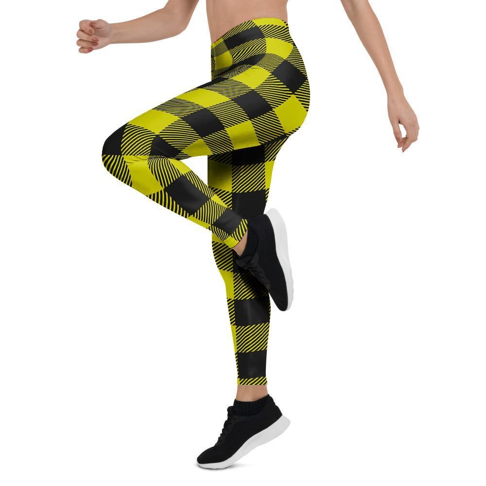 Yellow Plaid Women's Leggings-grizzshop