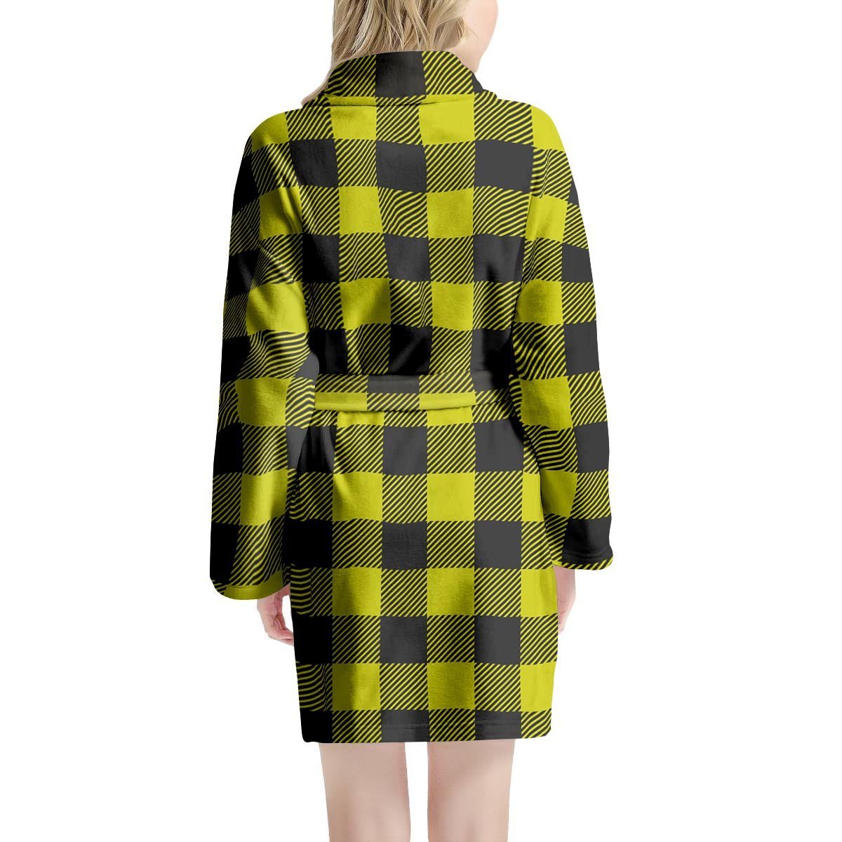Yellow Plaid Women's Robe-grizzshop